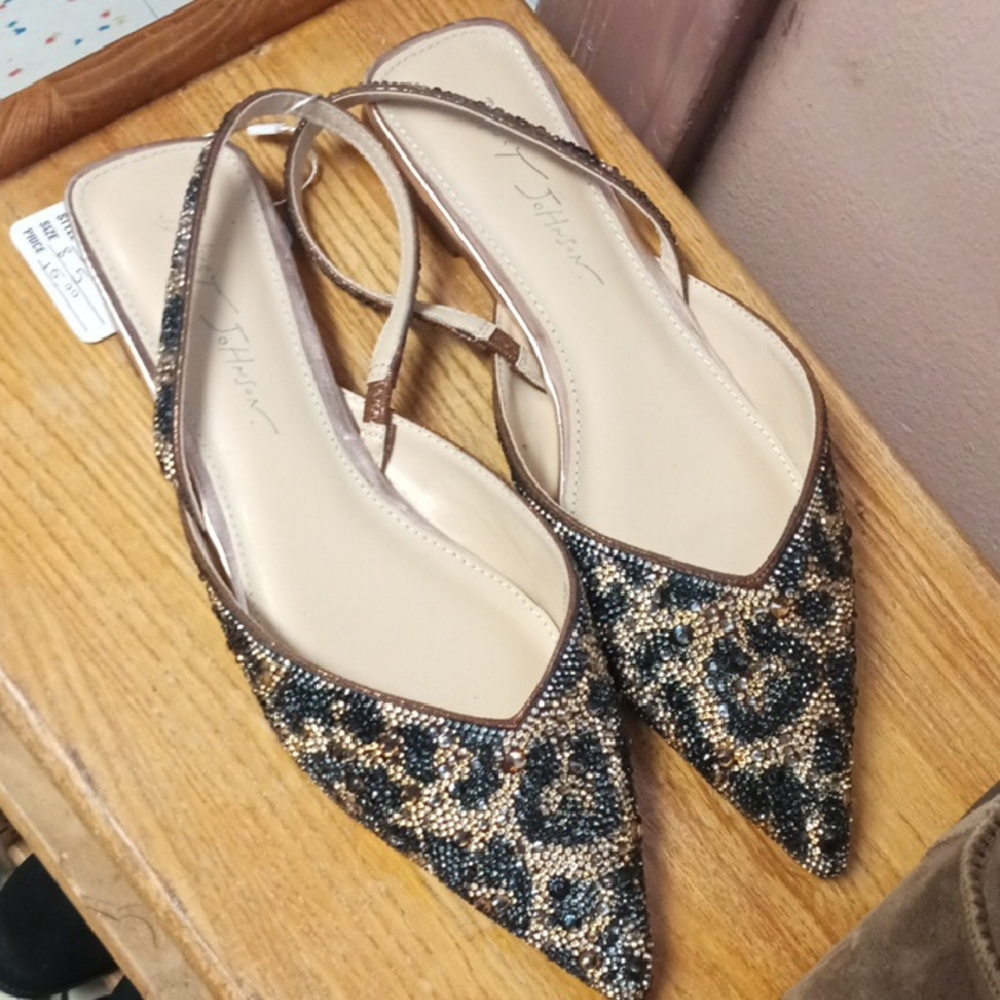 Betsey Johnson Leopard Print Slingback Sandals